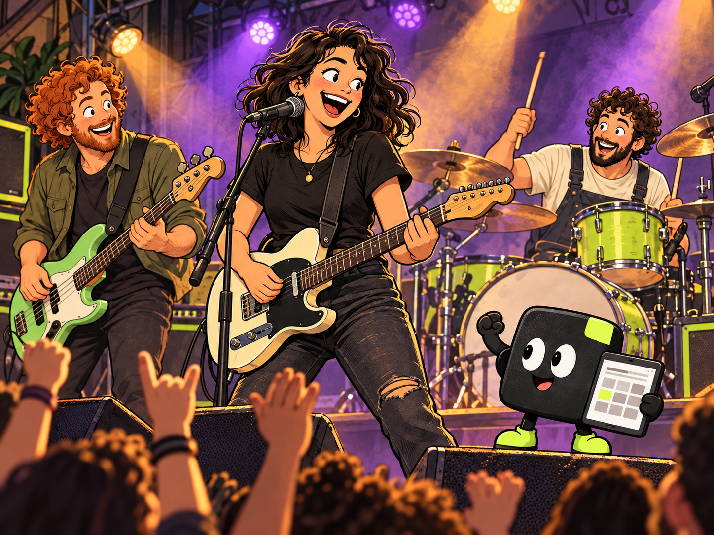 Comic-Illustration zum Beispiel Bands & Musik